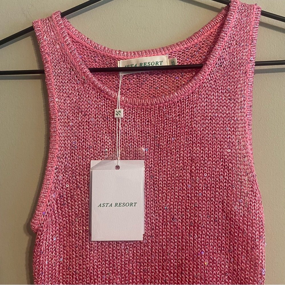 ASTA RESORT Natalia Mini Unlined Dress in Azalea Sequin - XS - Picture 11 of 14